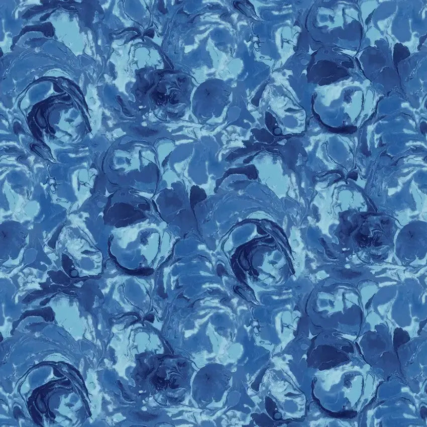 Blue Lagoon Paint Swirls Cotton Wideback Fabric per yard - Linda's Electric Quilters