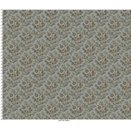 Blue Large Floral Cotton 43"/44" Fabric Per Yard EE Schenck Co