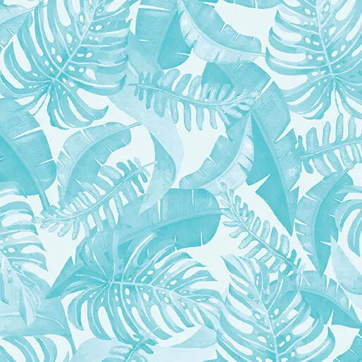 Blue Leaves Of Paradise Cotton Wideback Fabric per yard Benartex Inc
