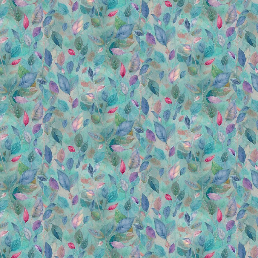 Blue Leaves Wild Beauty Cotton 44"/45" Fabric Per Yard