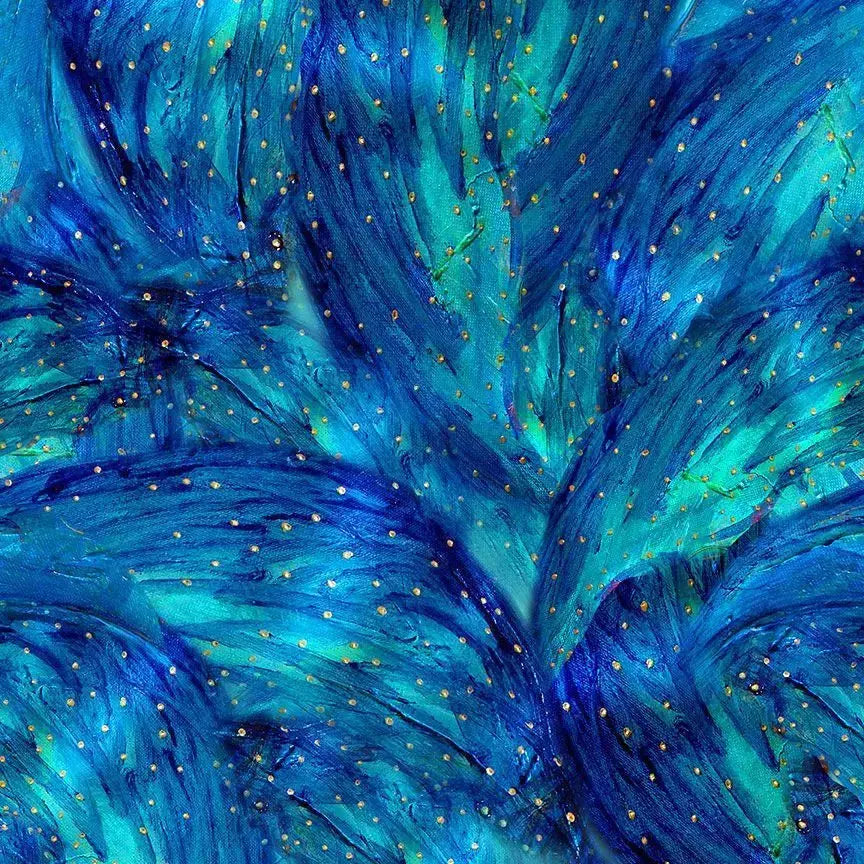 Blue Magical Fairy Brush Turquoise Cotton Wideback Fabric Per Yard Timeless Treasures