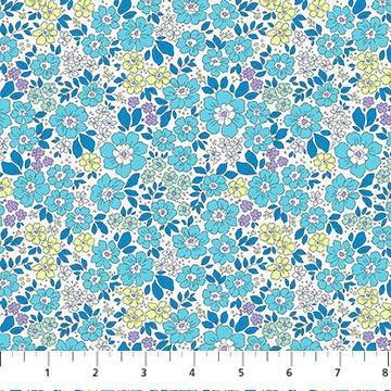 Blue Meadow Pocket Posies Cotton 44"/45" Fabric Per Yard
