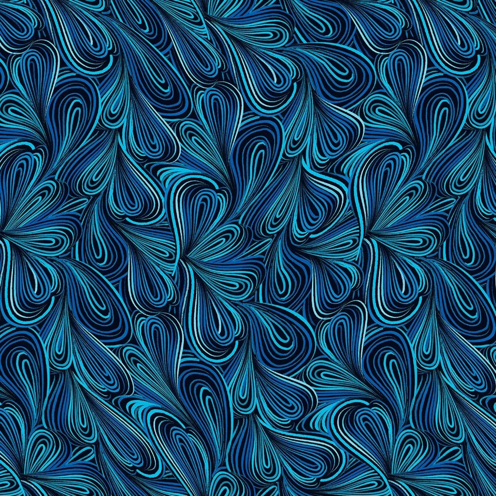 Multi Blue modern swirl wideback fabric.