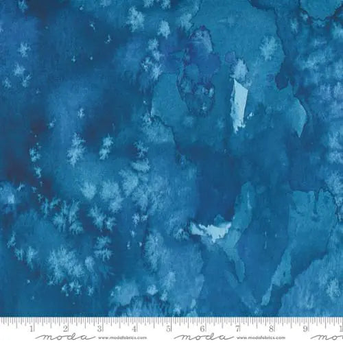 Blue Navy Flow Basic Watercolor Painting 44"/45" Fabric Per Yard - Linda's Electric Quilters