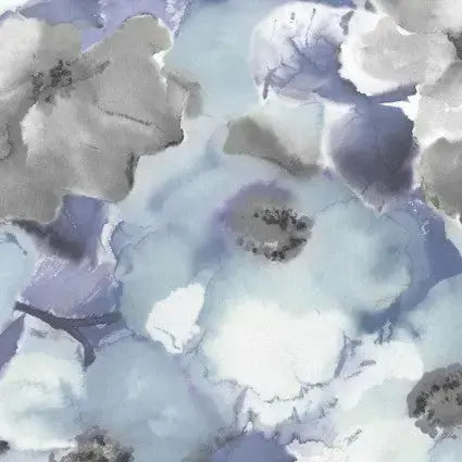 Blue Navy Flower Wash Cotton Wideback Fabric per yard - Linda's Electric Quilters