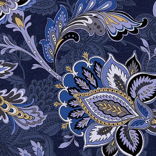 Blue Navy Footstool Cotton Wideback Fabric per yard - Linda's Electric Quilters