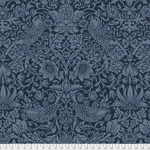 Blue Navy Strawberry Thief Cotton Wideback Fabric per yard - Linda's Electric Quilters