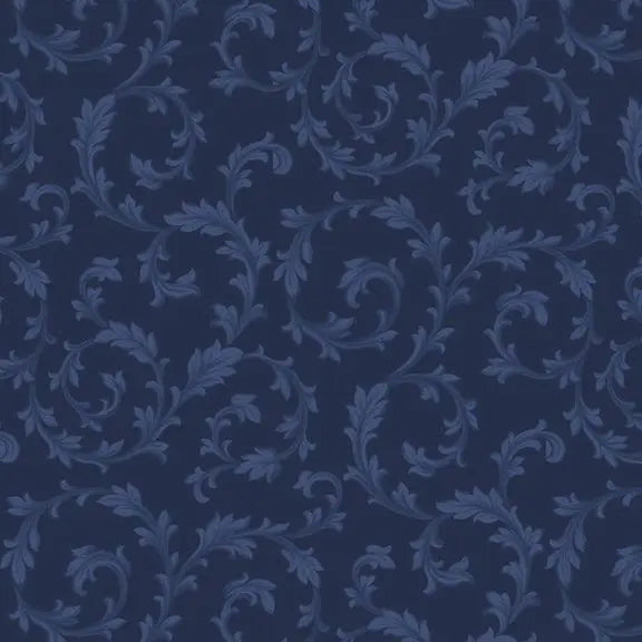 Blue Navy Swirl Cotton Wideback Fabric Per Yard - Linda's Electric Quilters
