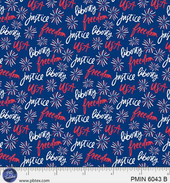 Blue Patriotic Minis PMIN-6043-B Cotton 44”/45” Fabric Per Yard