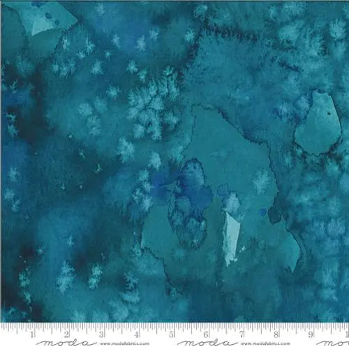 Blue Teal Flow Basic Watercolor Painting 44"/45" Fabric Per Yard