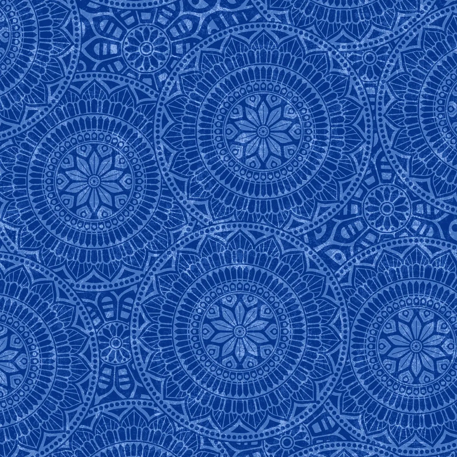 Blue Vespa Tossed Mandalas Cotton Wideback Fabric per yard EE Schenck Co