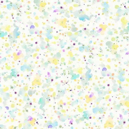 Blue Yellow Paint Splatter Cotton Wideback Fabric per yard - Linda's Electric Quilters