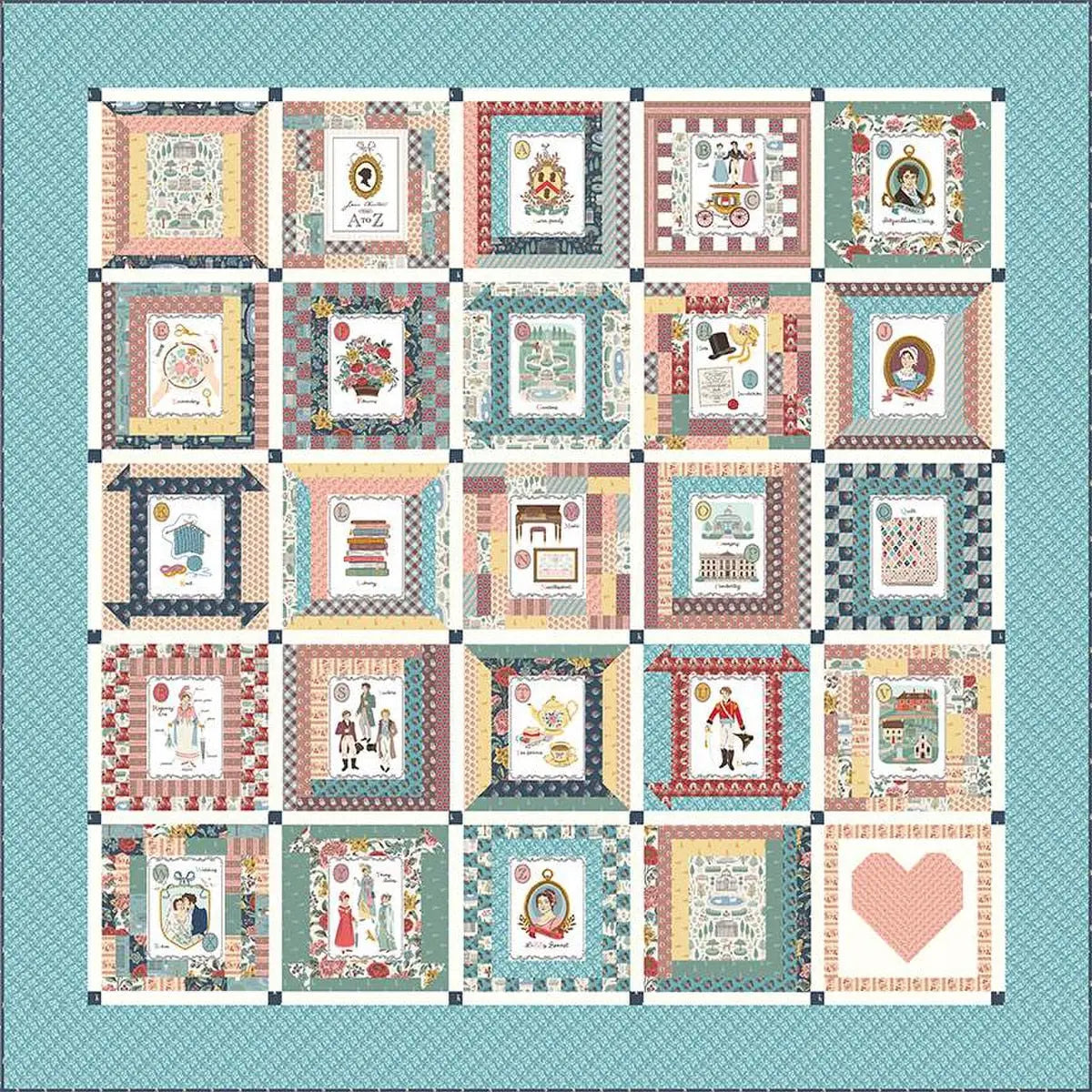 Bluebird Patterns A to Z Jane Austen Panel Quilt Pattern Riley Blake Designs