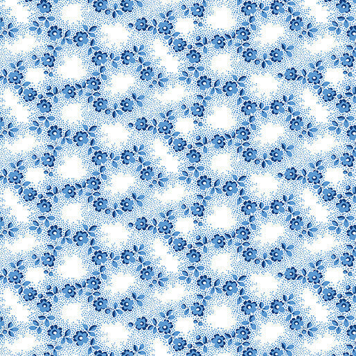 Bluesette - Petite Floral - Medium Blue 44" / 45" Fabric Per Yard