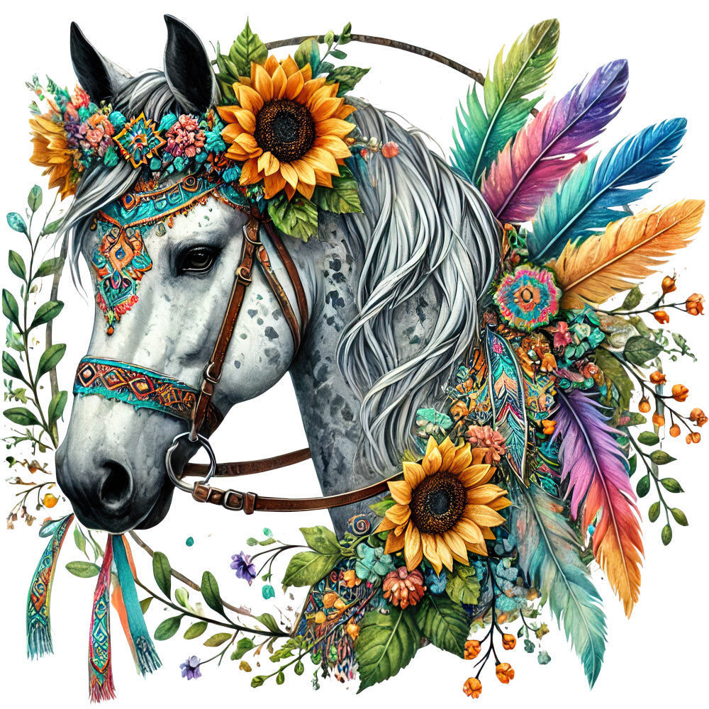 Boho Horses Fabric Panel 19