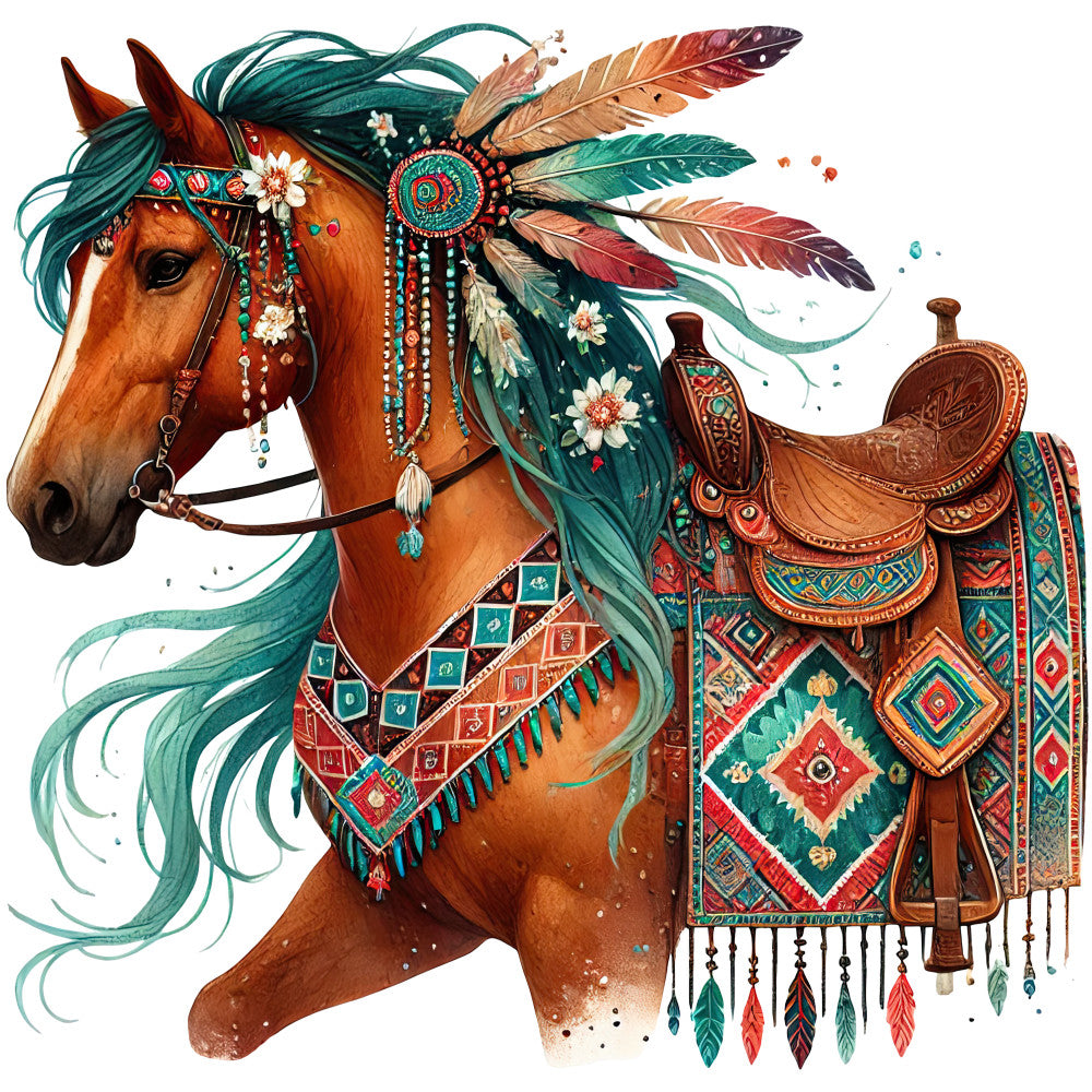 Boho Horses Fabric Panel 21