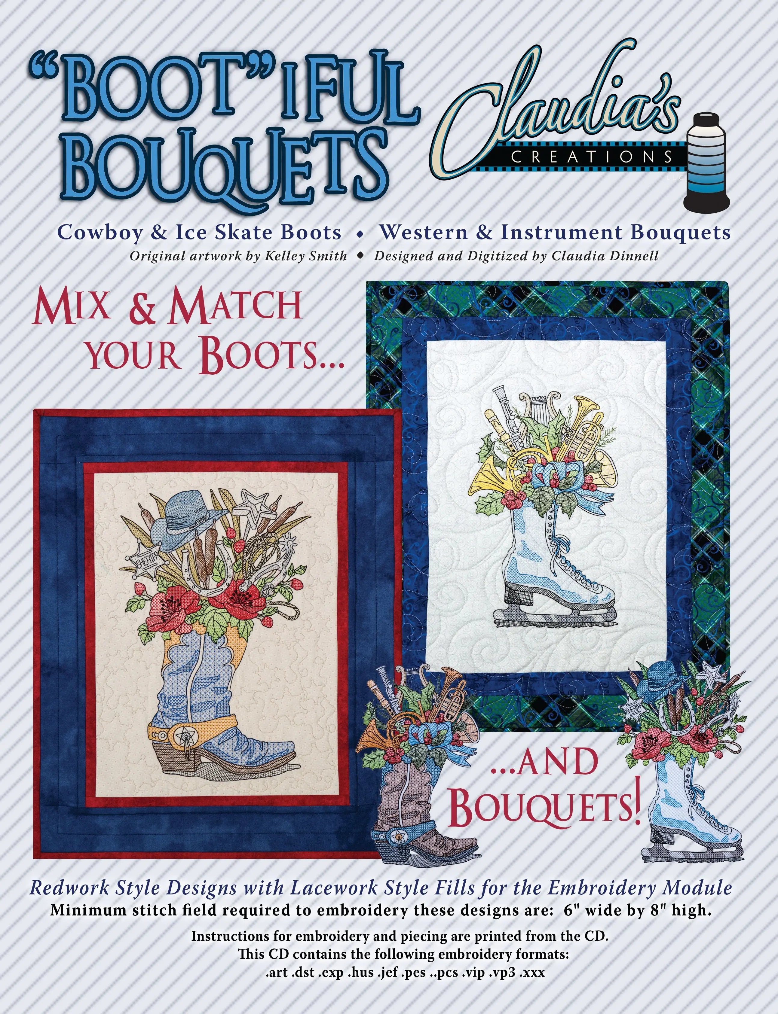 Bootiful Bouquets Cowboy / Ice Skate - Linda's Electric Quilters