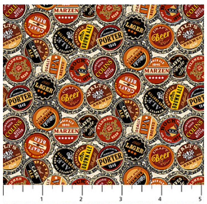 Bottlecaps novelty quilting fabric by Northcott