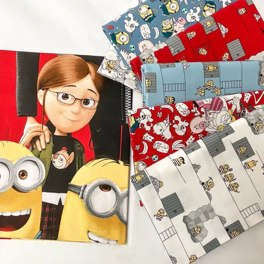 Boundless Best Family Ever Minions Quilt Kit including pattern and fabrics for top/binding - 5 1/2 yards of fabric Fabric Depot