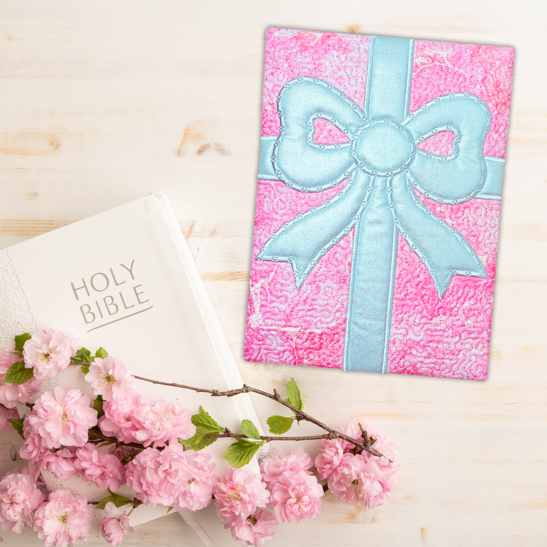 Bow Book, Bible, and Tablet Sleeves In the Hoop Machine Embroidery Design Pickle Pie Designs