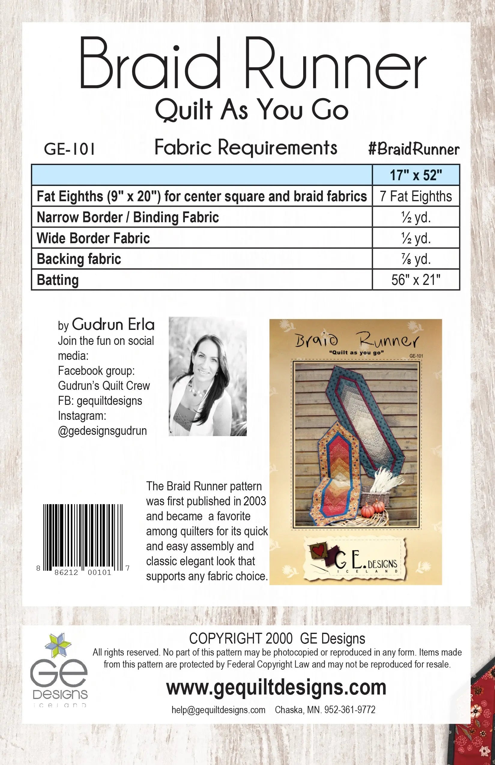 Braid Runner Table Runner Pattern 101 GE Designs