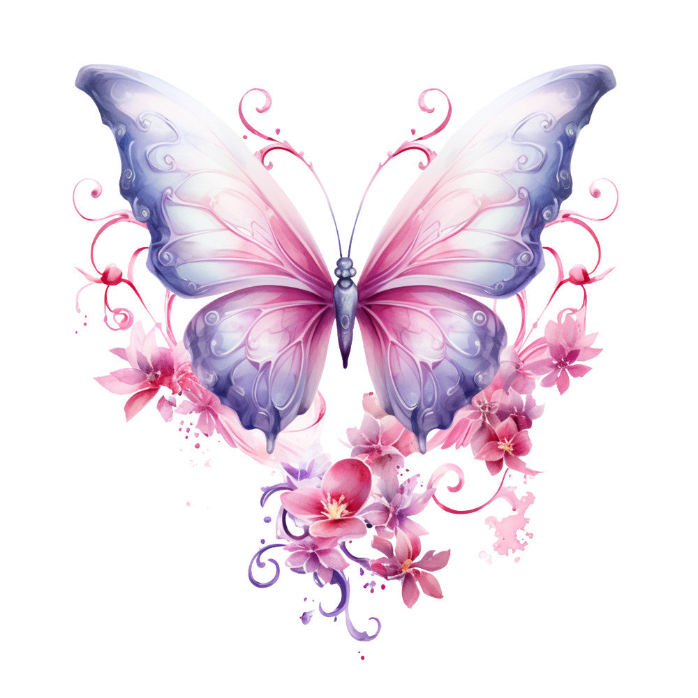 Breast Cancer Awareness Butterflies Fabric Panel 1