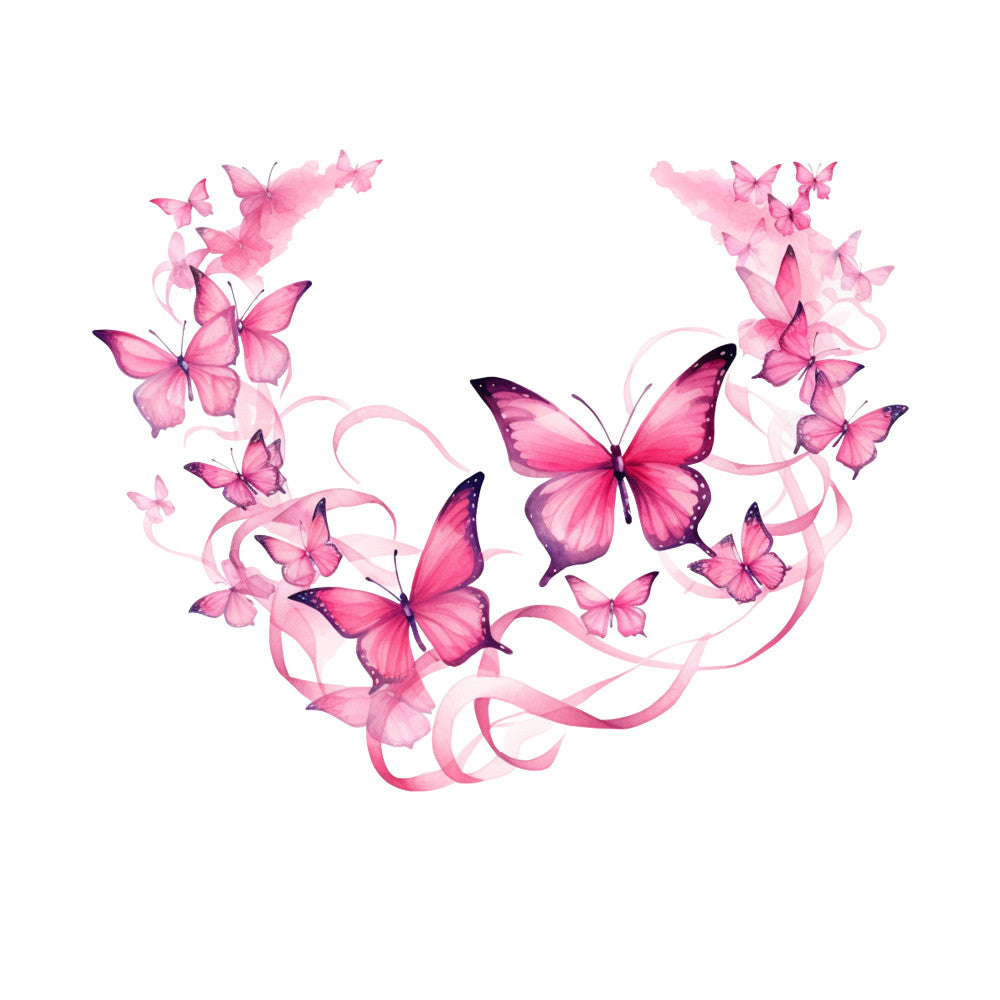 Breast Cancer Awareness Butterflies Fabric Panel 2