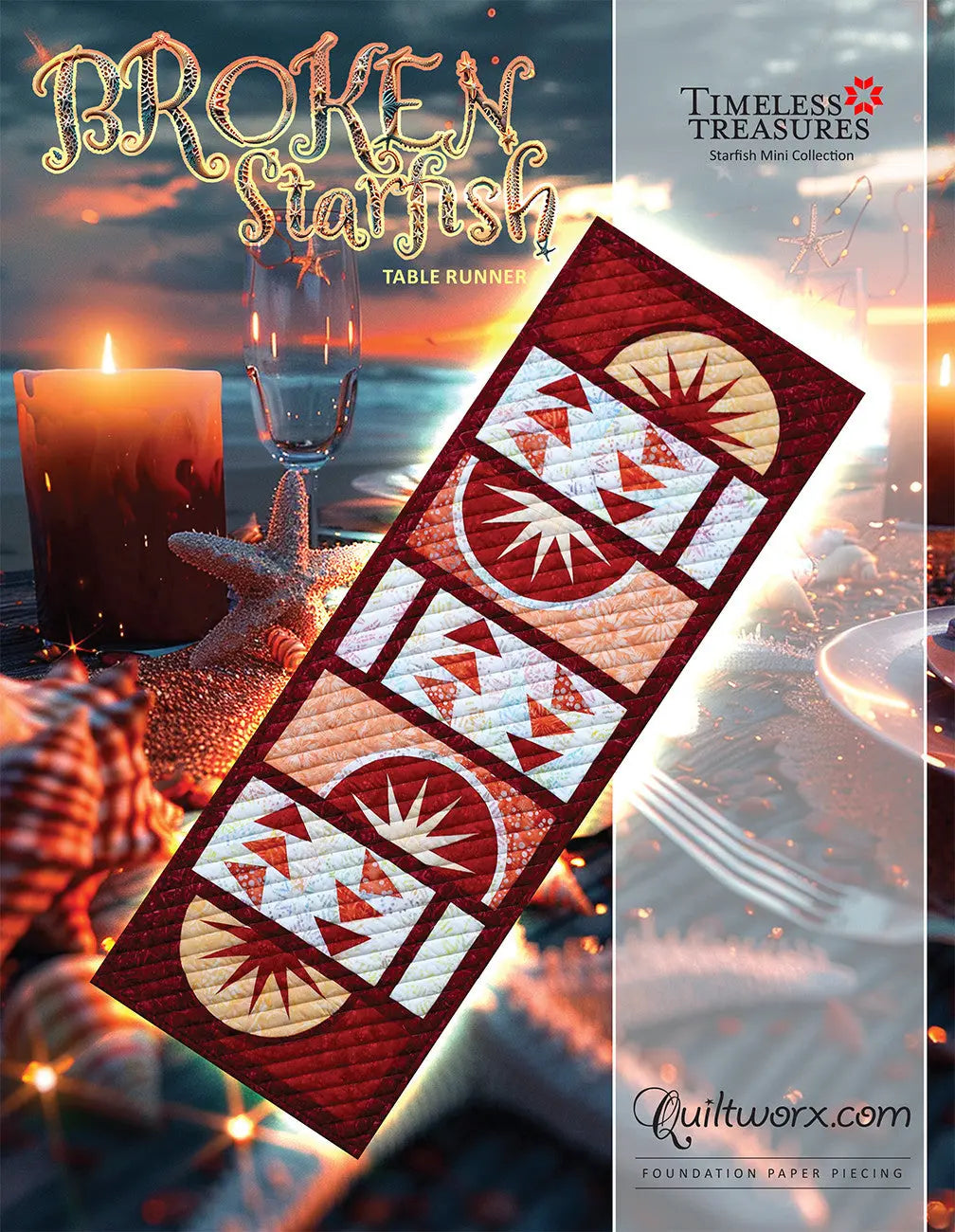 Broken Starfish Table Runner - Linda's Electric Quilters