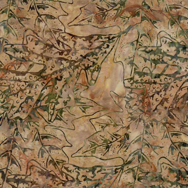 Brown Autumn Leaves XTonga Batik Cotton Wideback Fabric