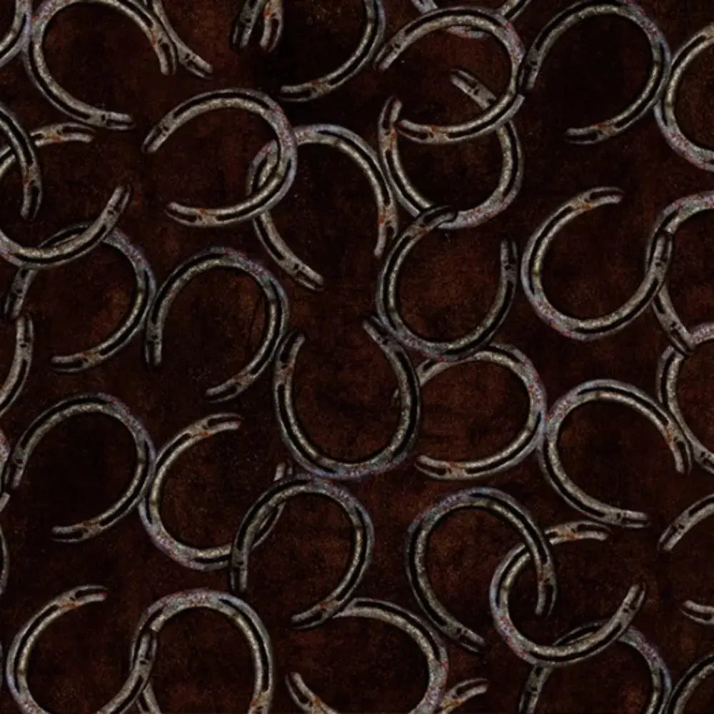 Brown Home on the Range Horseshoes 43"/44" Fabric Per Yard