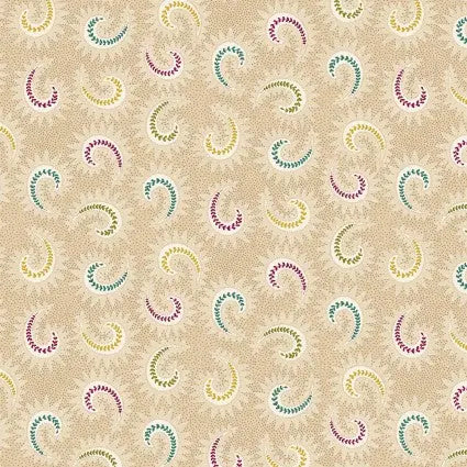 Brown Toast Stylized Paisley Cotton Wideback Fabric per yard - Linda's Electric Quilters