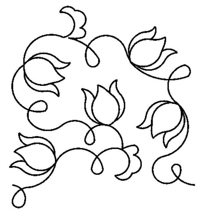 Budding Vines Digital E2E Wildflower Quilting Pantograph Close Up