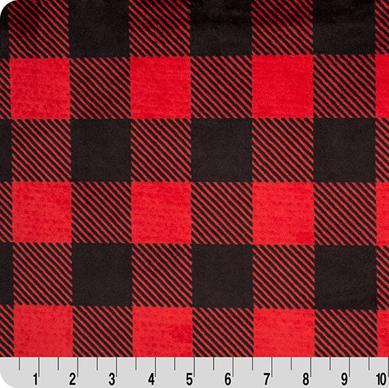 Scarlet/Black Buffalo Check Cuddle 58/60" Fabric Per Yard