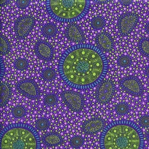 Bush Onions and Wild Flower Purple quilting fabric by M and S Textiles Australia