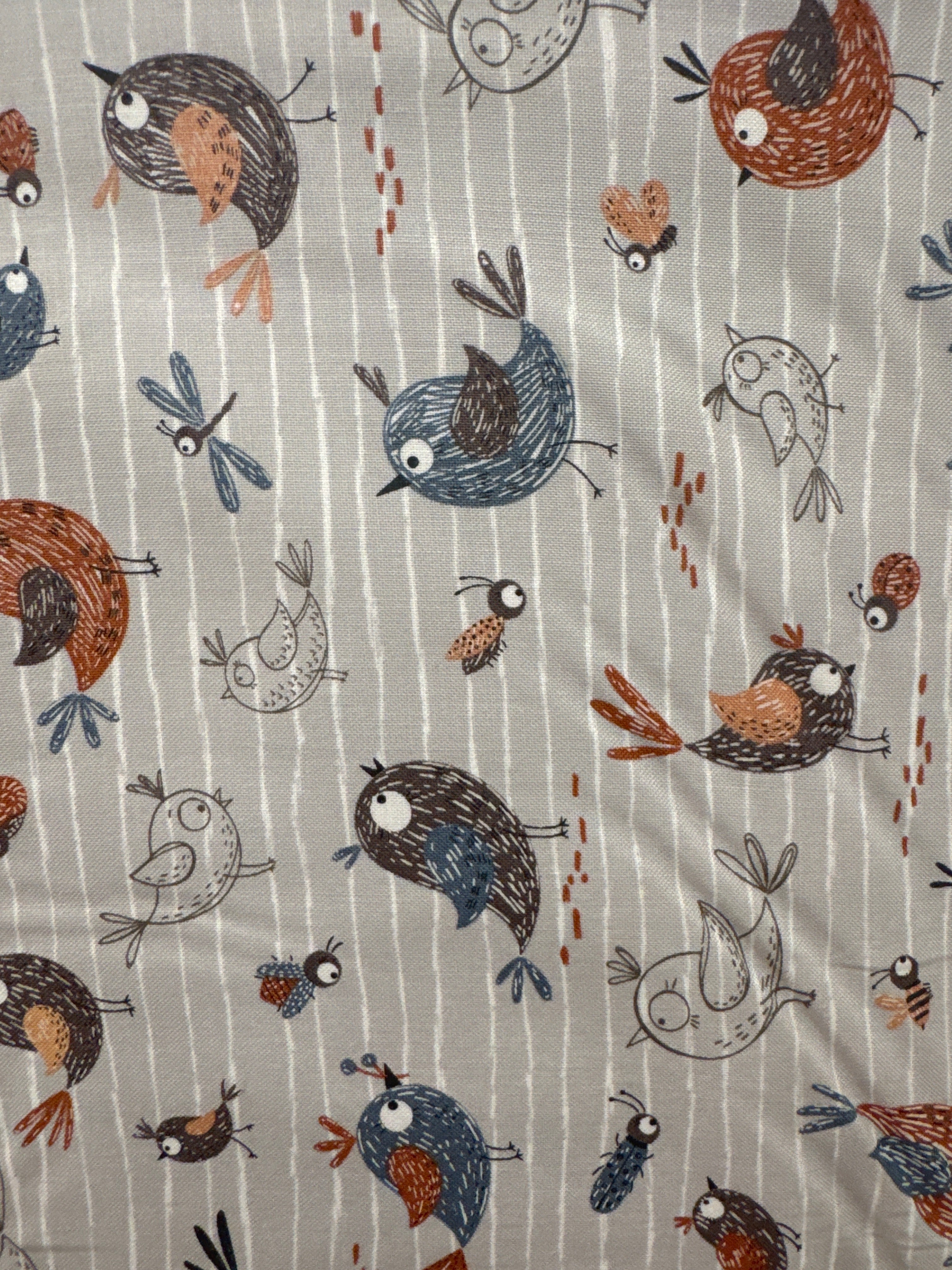 Chirp Light Grey Birds novelty quilting fabric by Elena Amo for Moda