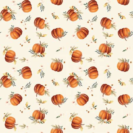 Riley Blake Shades of Autumn Pumpkins quilting fabric in Cream