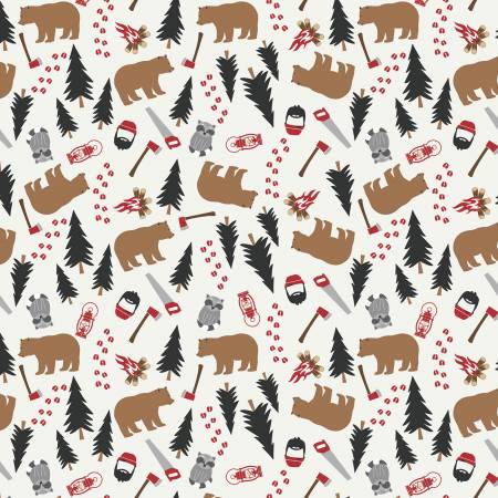 Riley Blake Woodsman main cream woodland quilting cotton fabric