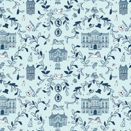 Riley Blake Pride and Prejudice Pemberley blue quilting cotton fabric