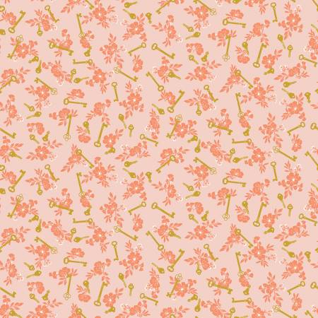 Riley Blake Blossom Lane keys quilting cotton fabric in Blush