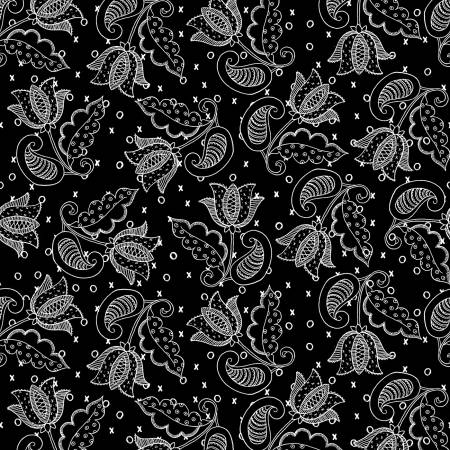 Riley Blake All My Heart valentine tulips quilting cotton fabric in Black