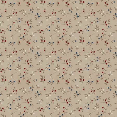 Riley Blake Huckleberry Saltbox sprigs quilting cotton fabric in Almond