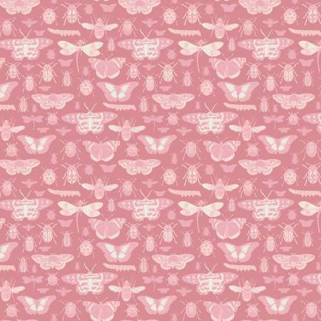 Riley Blake Floral Gardens insects quilting cotton fabric in Dusty Rose