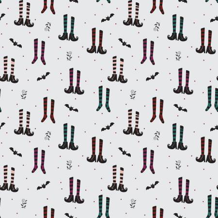 Riley Blake Little Witch witches socks Halloween quilting cotton fabric in Smoke
