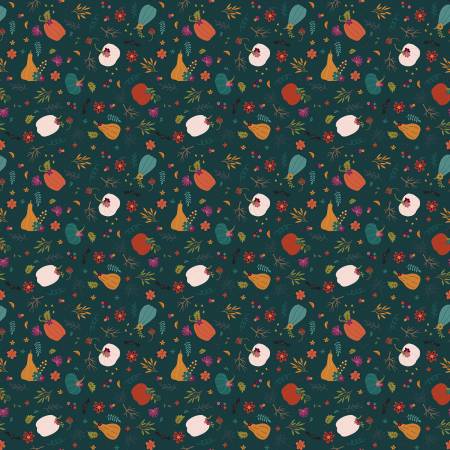Riley Blake Little Witch pumpkin patch Halloween quilting cotton fabric in Jade