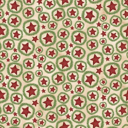 Riley Blake Up On The Housetop star wreaths Christmas quilting cotton fabric in Snowflake