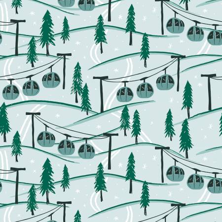 Riley Blake Ski Hill mountainside winter quilting cotton fabric in Powder