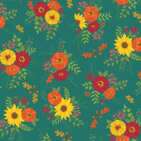 Riley Blake Harvest Main Teal autumn quilting fabric