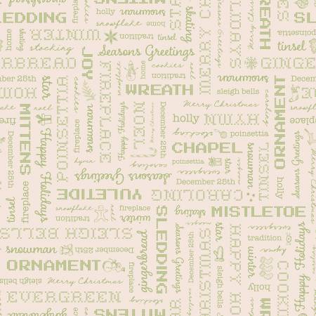 Riley Blake Lori Holt Home Town Holiday words Christmas quilting cotton fabric in Latte