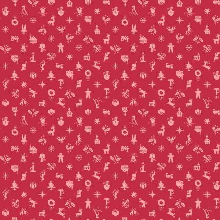 Riley Blake Lori Holt Home Town Holiday Christmas quilting cotton fabric in Berry
