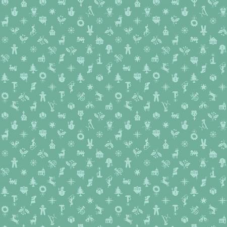 Riley Blake Lori Holt Home Town Holiday Christmas quilting cotton fabric in Sea Glass